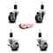 Service Caster 3'' Black Poly Wheel Swivel 1-1/2'' Expanding Stem Caster Set 2 Brakes, 4PK SCC-EX20S314-PPUB-BLK-2-TLB-2-112 - alternate 4